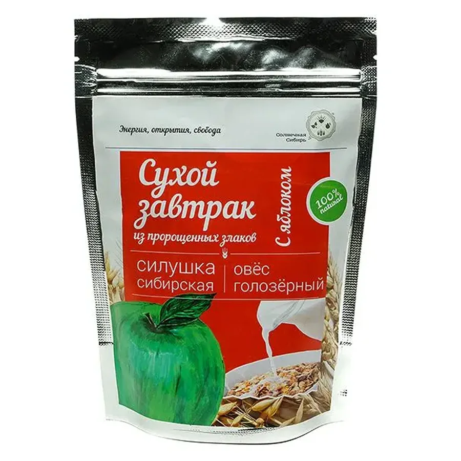 Breakfast dry from sprouted cereals "Siberian Silushka with "Apple", 150 gr.