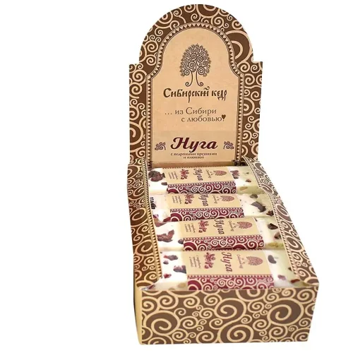 Nougat with pine nuts and cranberries / bar / show box / 12 pcs / 840 g