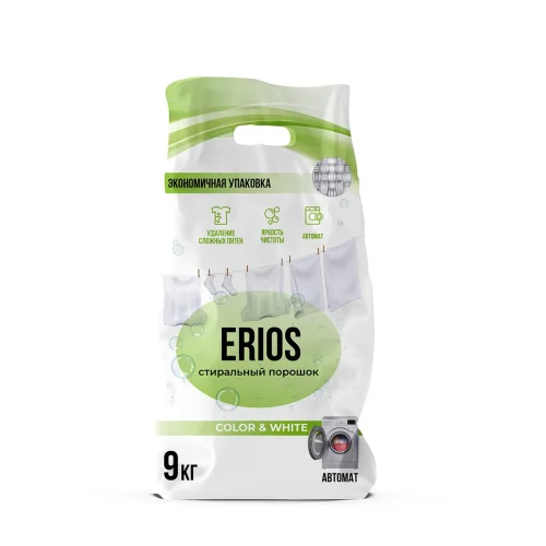 Оптом! Стиральный порошок универсал автомат ERIOS 9 кг упаковка.