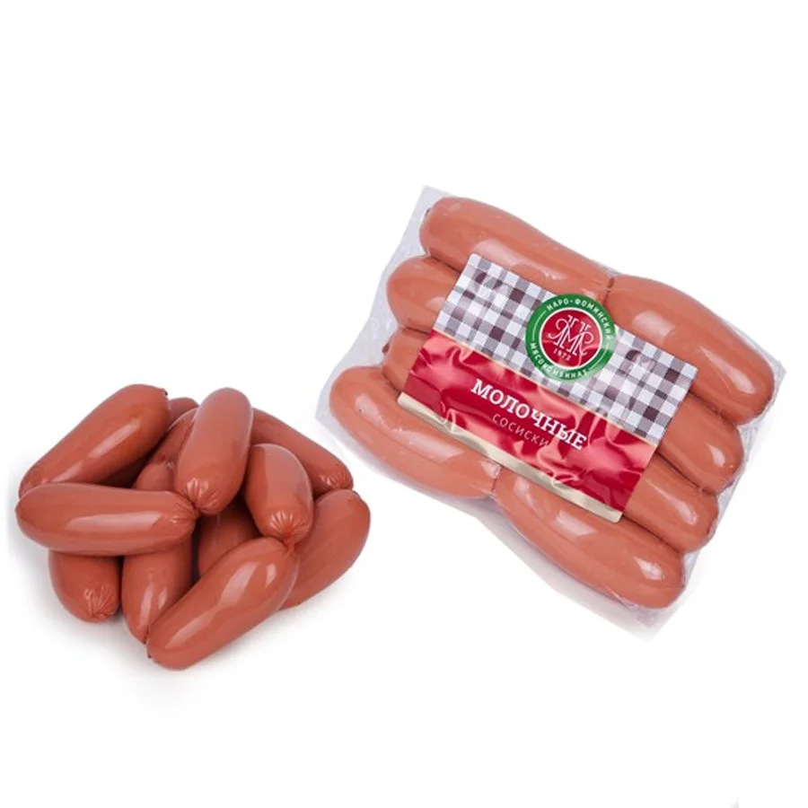 Dairy sausages in cellophane