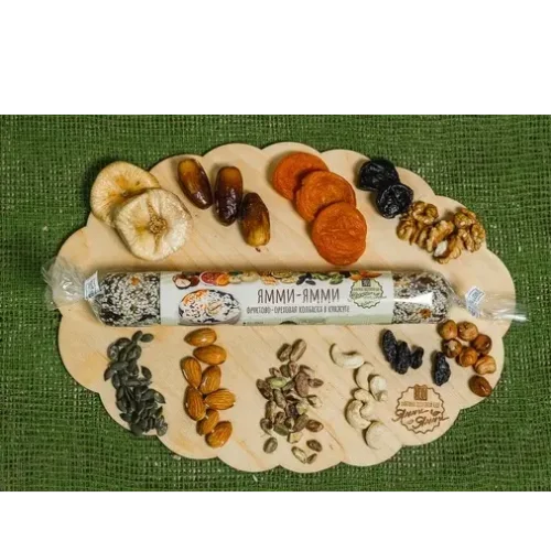 Fruit and nut sausage with sesame (transparent)