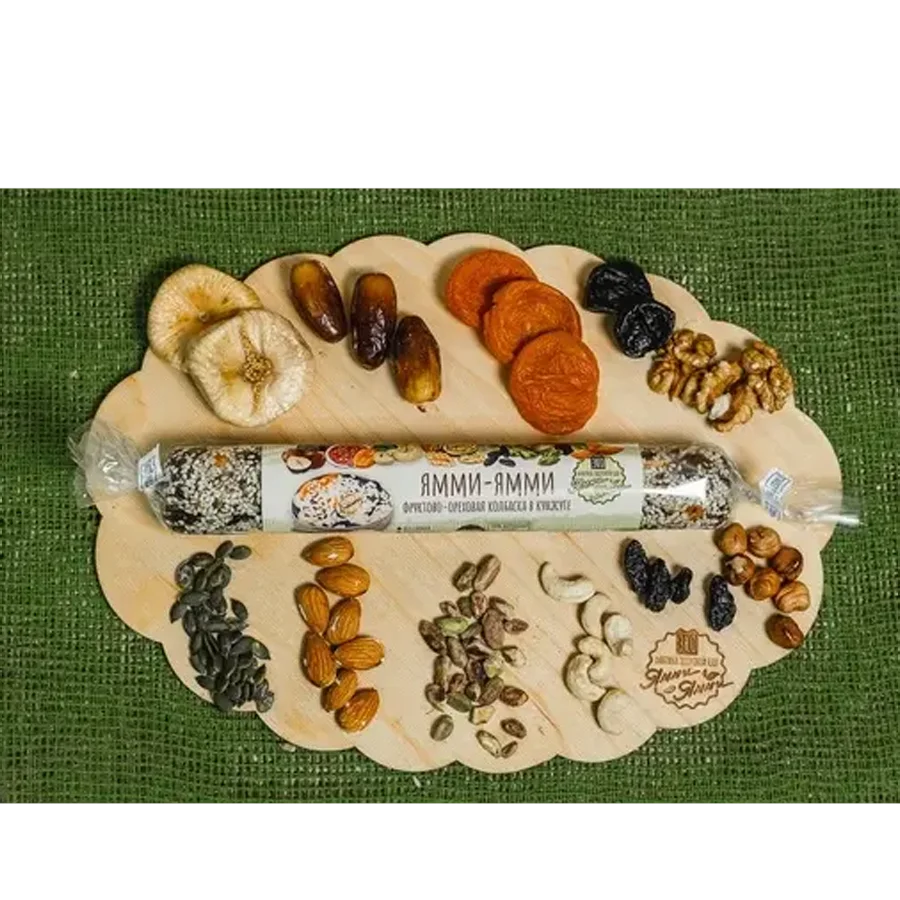 Fruit and nut sausage with sesame (transparent)