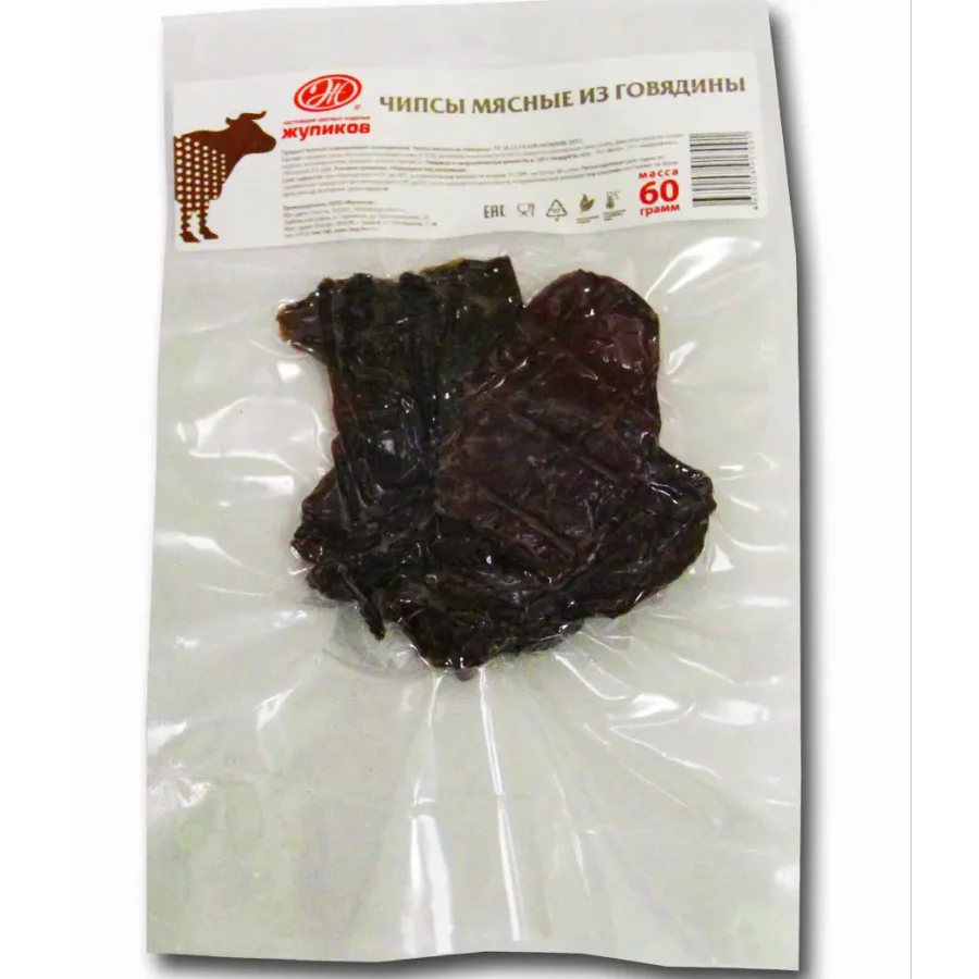 Chips from beef with / in (60 g) Real meat products Zhepiko