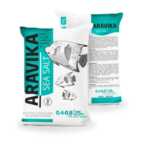 ARAVIKA® Sea Salt, соль пищевая морская, мелкая (помол 0: 0,4 мм — 0,8 мм), 25 кг.