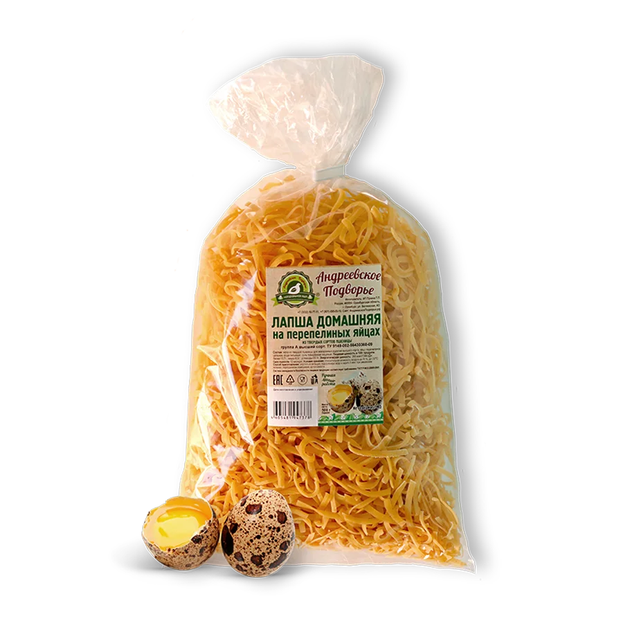 Homemade noodles on quail eggs (0.500 kg package)