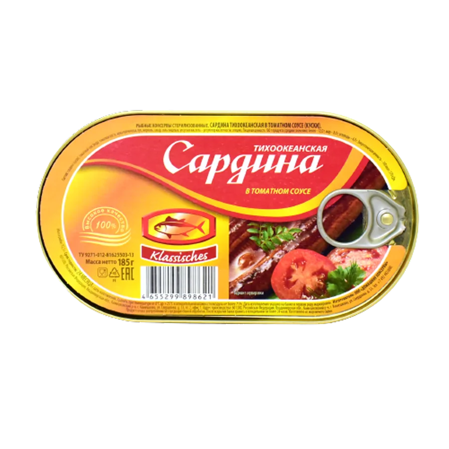 Сардина Премиум в томатном соусе 185г