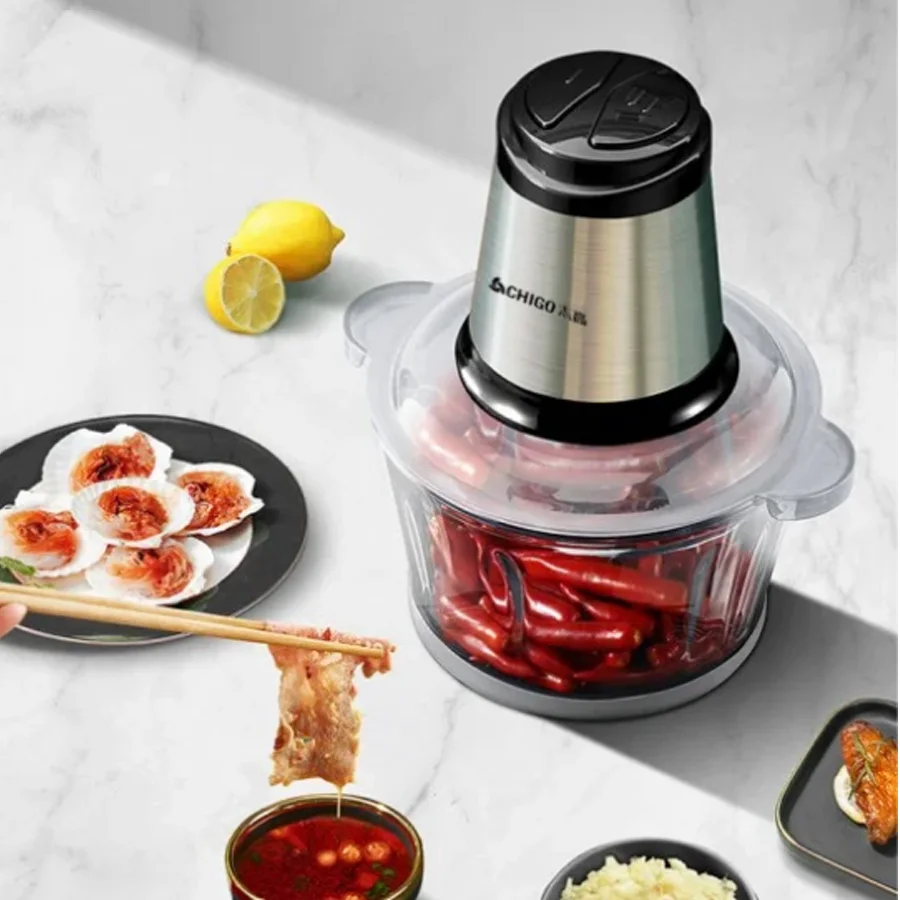 Zhigao Meat Grinder Household Two-Stage Meat Grinder Electric Four-Leaf Stuffed Garlic Cooking Machine Kitchen Appliances Wholesale