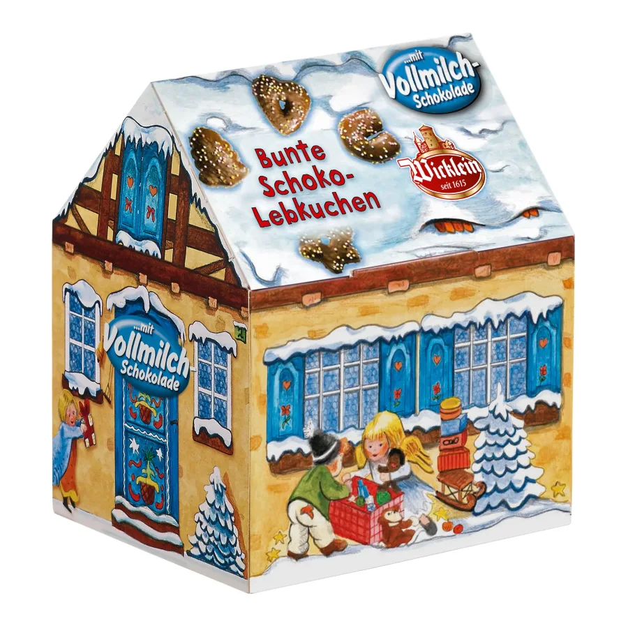 Gingerbread "Hearts in a house", covered with milk chocolate, Wicklein, 215 g