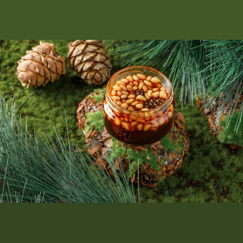 Cedar nuts in pine honey Pine edge