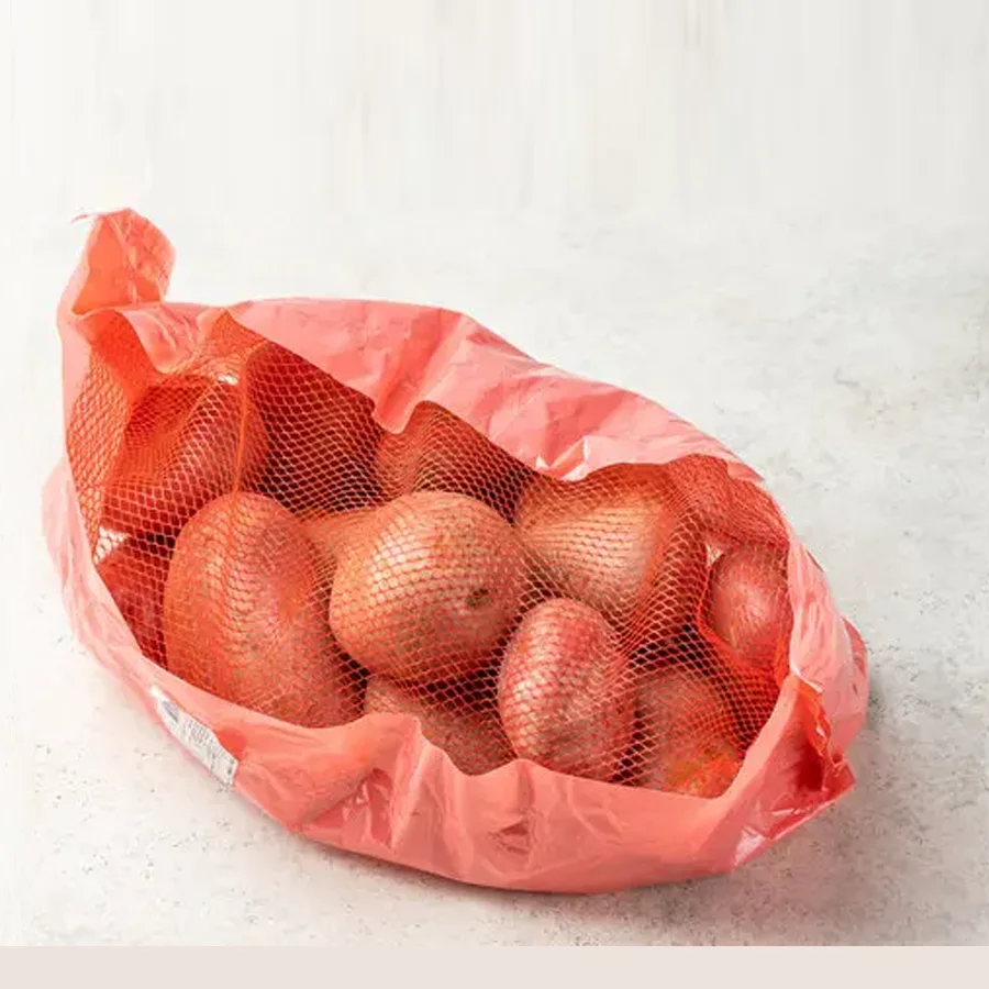 Potatoes are washed packed red