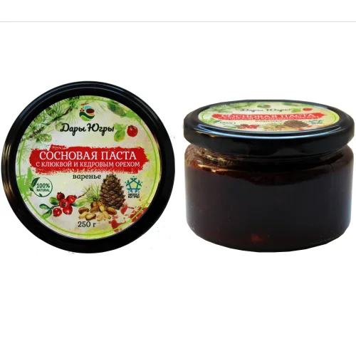 Pine paste with cranberries and cedar nuts from Siberia 250 gr