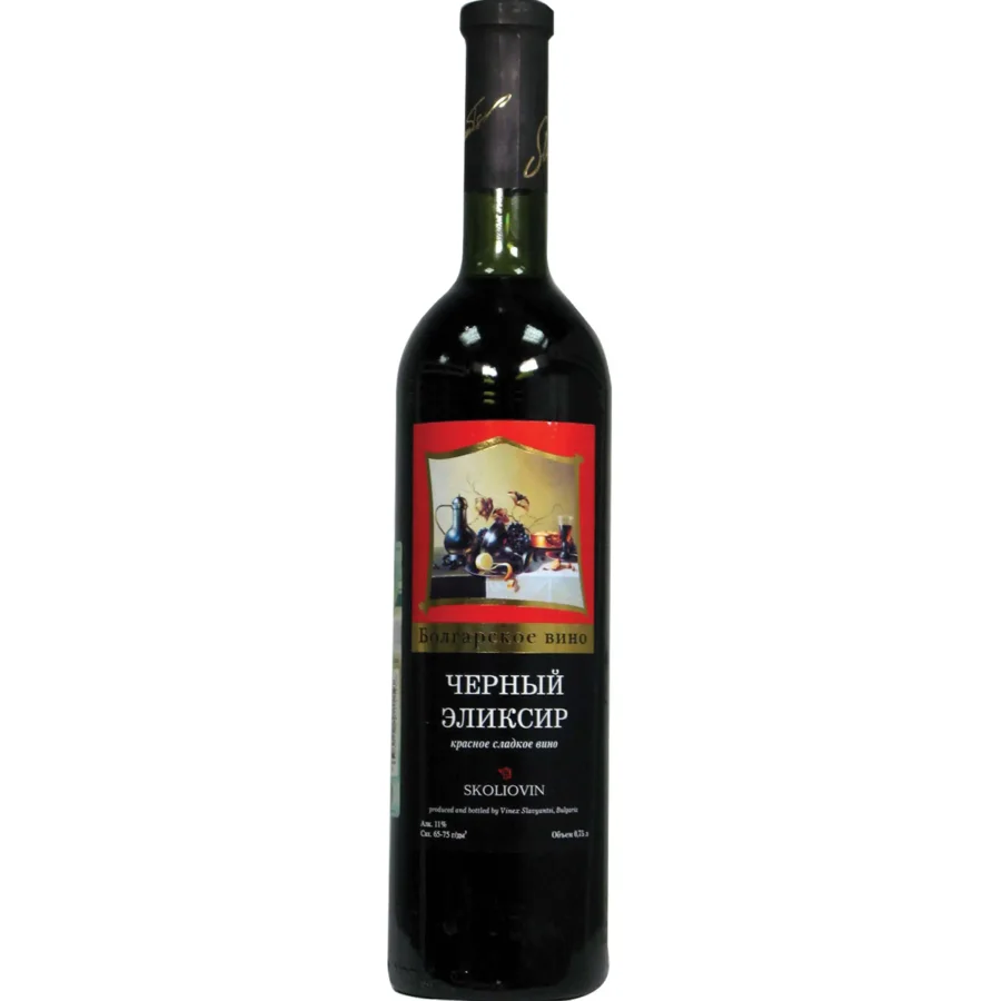 Wine table sweet red black elixir. Traffic sign «Skoliovin» 11% 0.75