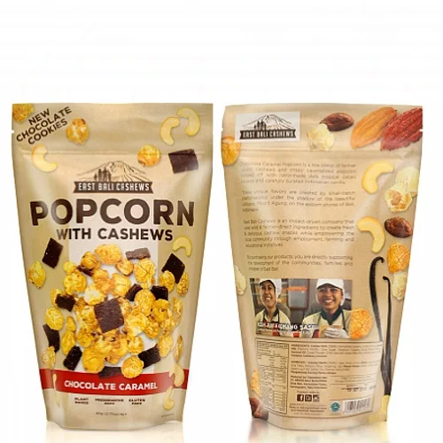 Popcorn with cashews and chocolate caramel