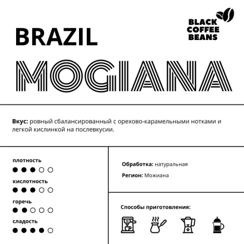 Кофе в зернах Бразилия Можиана (Brazil Mogiana) 100% арабика, 1 кг, свежая обжарка
