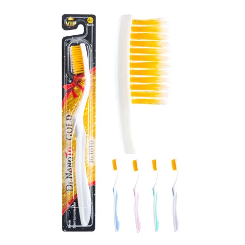 Double row toothbrush with gold nanoparticles Dr.NanoTo Nano Gold (50 pieces in assortment including dental floss of our brand)