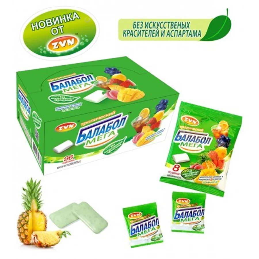 Chewing gum «Tropical Balabol Mega» with pineapple and mint