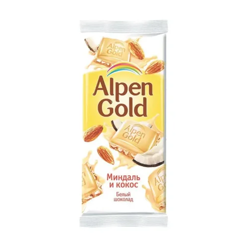 Chocolate Alpen Gold White with almonds and coconut chips
