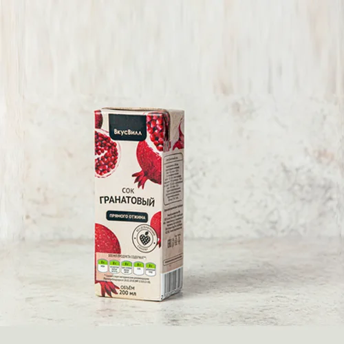 Direct-pressed pomegranate juice, 200 ml, tetra pack