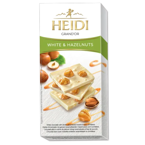 CHOCOLATE Grand'Or white hazelnuts and flakes 12x 0.100 kg (Heidi)