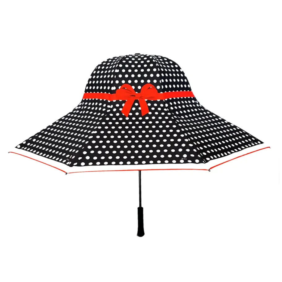 Зонт-трость шляпа женский DAIS арт.7709-4 полуавт (горох)