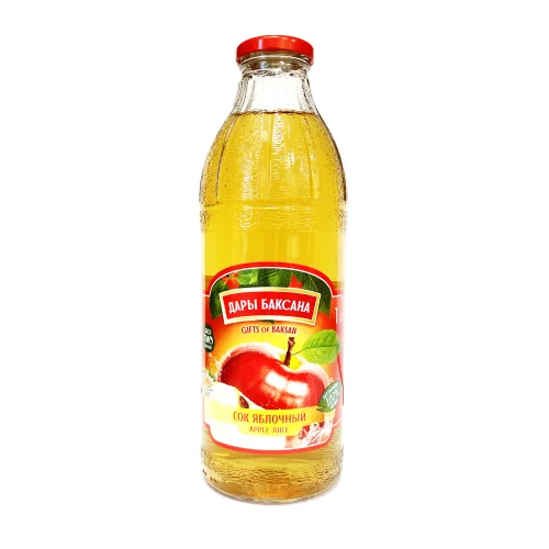 Сок яблочный восстановленный осветленный "Дары Баксана" в стеклянной бутылке, 1л.