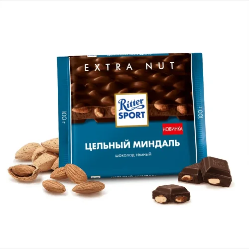Шоколад Ritter Sport Extra Nut темный цельный миндаль