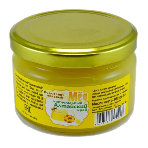 Мёд натуральный Подсолнечниковый 300 гр