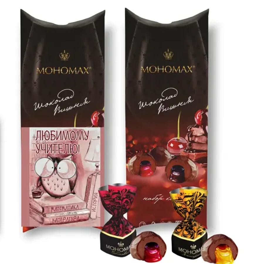 Set of «Monomakh® Chocolate Cherry« candy with a sleeve in an individual design