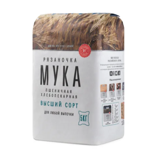 Wheat flour "Ryazanochka" of the highest grade, 5 kg