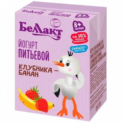 Йогурт детский "Беллакт" питьевой с бифидобактериями «Клубника-банан» 2,6% TBA  210 г