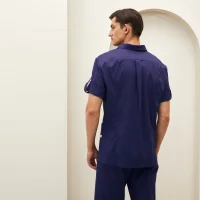 Medical button-down shirt with 3/4 Sleeve