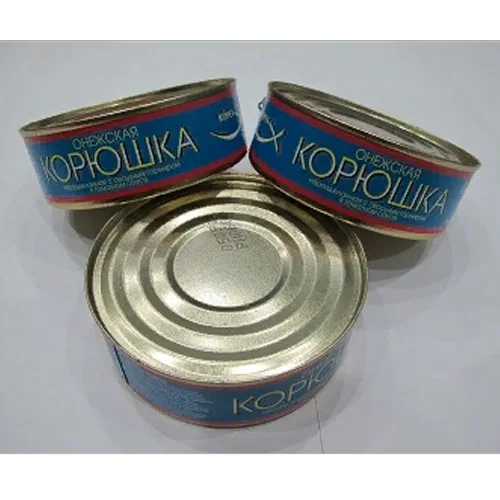 "Onega Koryushka undited with a vegetable side dish in tomato sauce." Fish canned food "Fish Karelia"