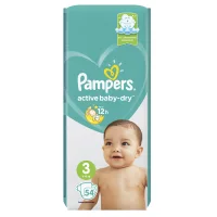 Подгузники Pampers Active Baby-Dry 6–10 кг, размер 3, 54 шт.