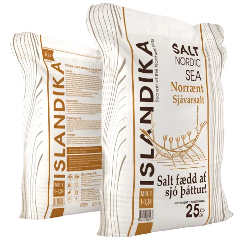 ISLANDIKA®, sea salt, medium (grinding 1: 1.0 mm — 1.3 mm), 25 kg.