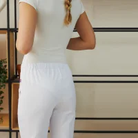 Medical trousers with an elastic band on the waist