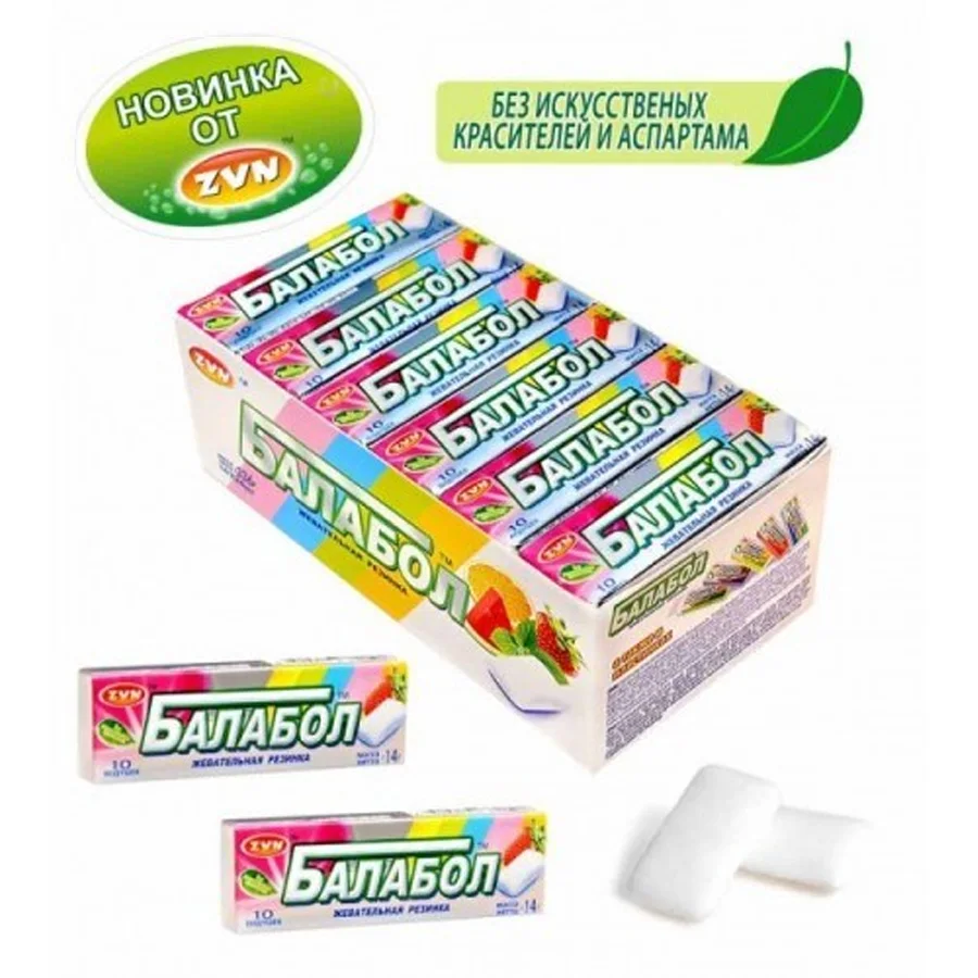 Chewing gum «Balabol« with strawberry taste in the form of dragee