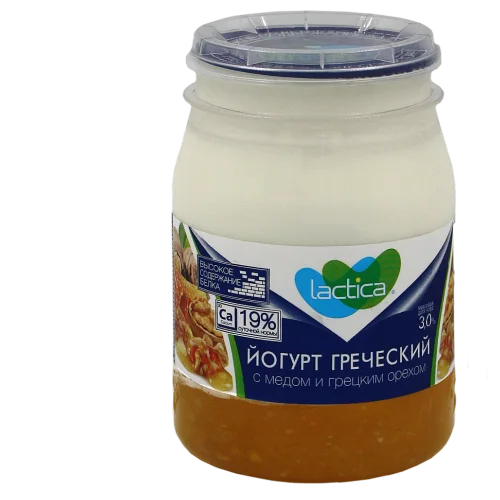 Double-layer Greek yogurt with honey and walnuts 3%, 190g.
