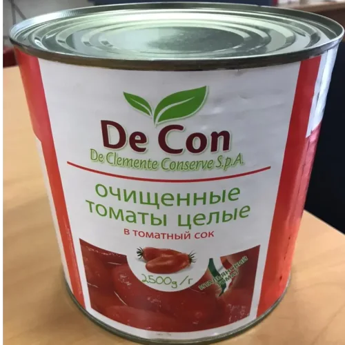 Томаты очищенные в томатном соке целые DE CON ж/б 2,5 кг