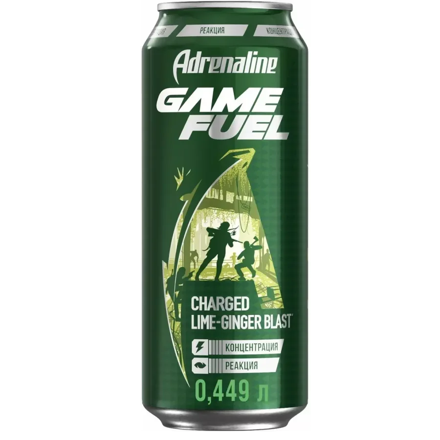 Энергетический напиток Adrenaline Game Fuel Игровая энергия, лайм-имбирь