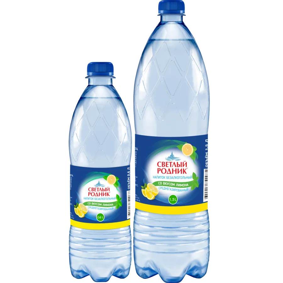 Природная питьевая вода "Светлый родник" со вкусом лимона, 0.6л