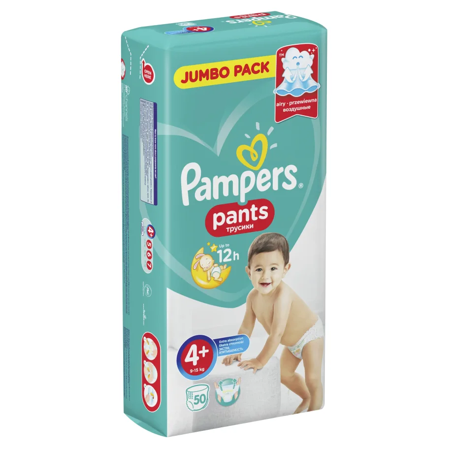 Трусики Pampers Pants 9-15 кг, размер 4+, 50 шт.