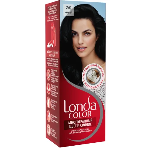 LONDA COLOR Стойкая крем-краска для волос 2/0 Черный