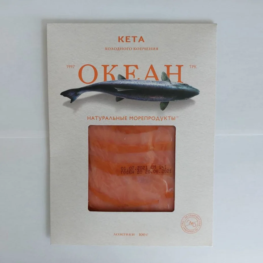 Cold-smoked chum salmon slices in a/y, 100 g