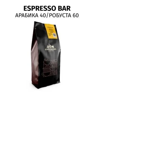 ESPRESSO BAR CUPSBURG COFFEE, смесь эспрессо 40% арабика, 60% робуста, кофе в зернах, 1 кг