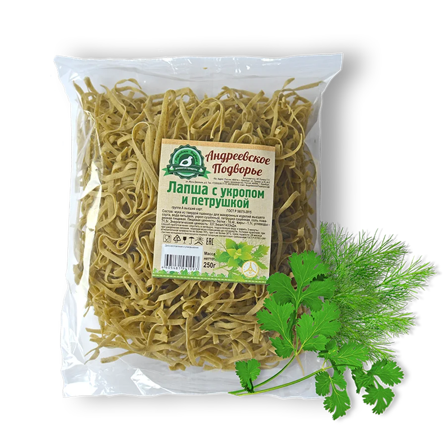 Homemade noodles with dill and parsley (0.250 kg package)