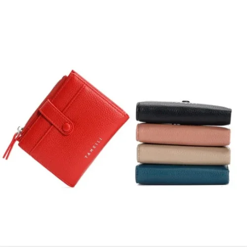 2023 spring new women's short wallet with lychee pattern, mini Korean version, multifunctional coin purse, cross-border card holder