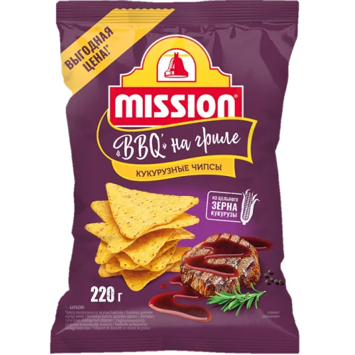 MISSION BBQ chips on the grill