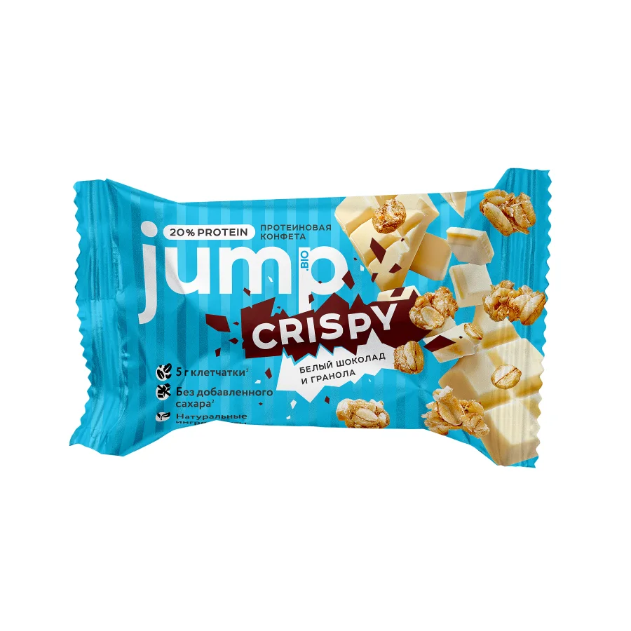 JUMP CRISPY protein candies "White chocolate and granola"