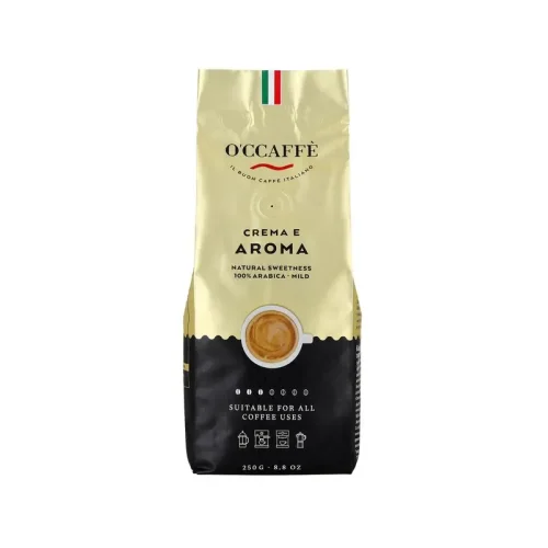Coffee beans O'CCAFFE Crema e Aroma 100% Arabica, 250 g (Italy)