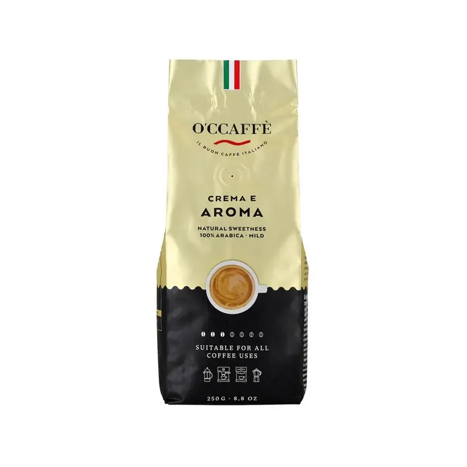 Coffee beans O'CCAFFE Crema e Aroma 100% Arabica, 250 g (Italy)